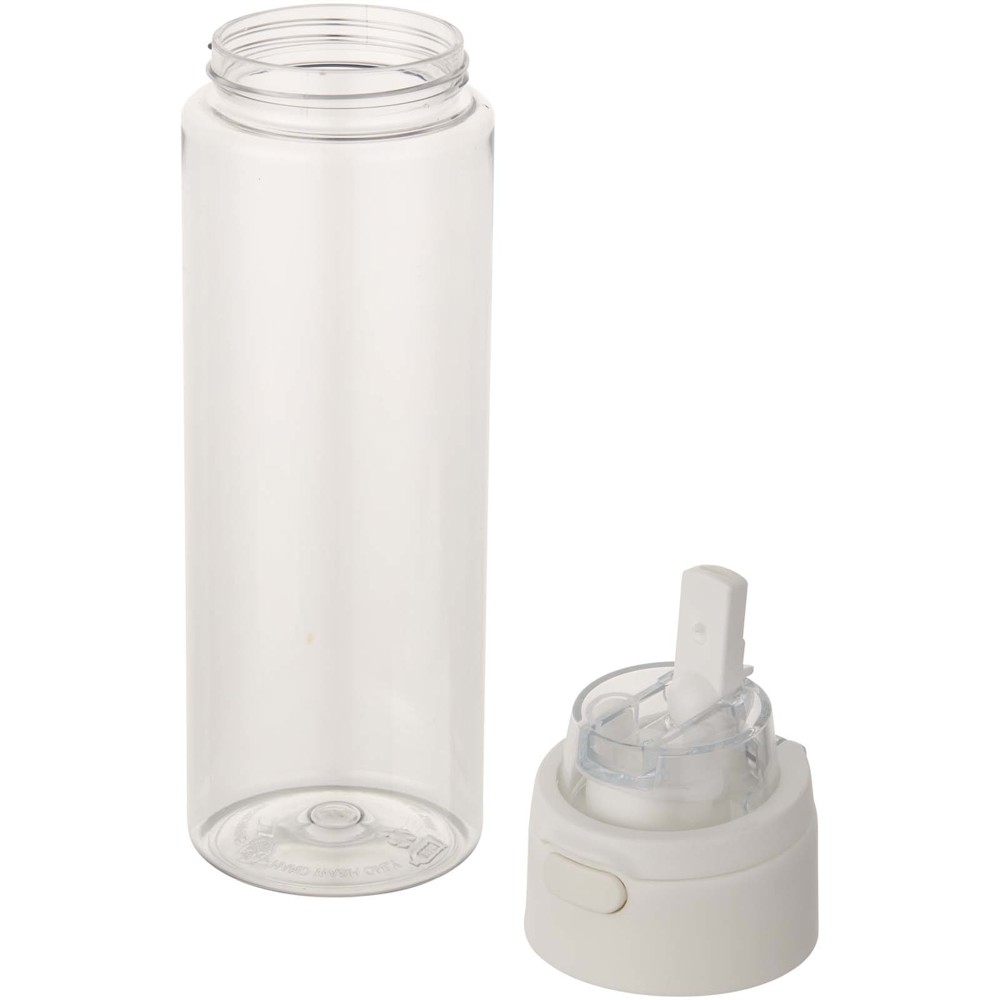 Bouteille d'eau Theron de 700 ml en plastique recyclé RCS, avec bouchon double fonction et paille rabattable Translucide
