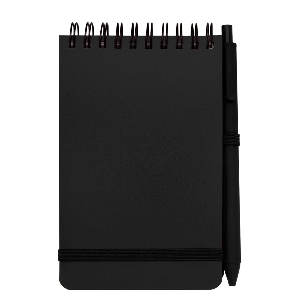 Thalaasa A6 Hardcover Notizbuch aus Ocean Bound Kunststoff mit Kugelschreiber (schwarze Mine) schwarz