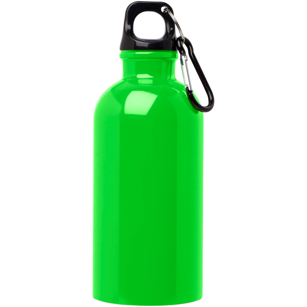 Bouteille d'eau Oregon de 400 ml simple paroi en acier recyclé certifié RCS avec mousqueton Vert pomme