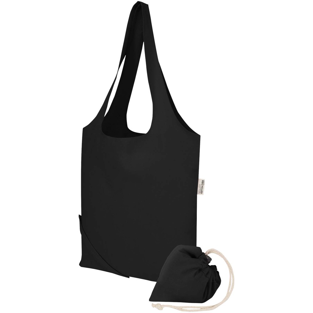 Madras Blend 140 g/m², GRS-zertifizierte, faltbare Baumwoll Tragetasche, 7 l Schwarz