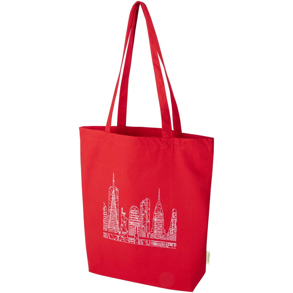 Sac shopping Odisha bio OCS à large fond 180 g/m2 de 11 L rouge