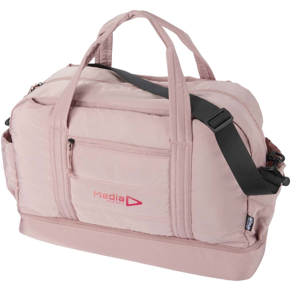 Sac de voyage Puffer recyclé certifié GRS avec fond isolé de 30 L Rose poudré