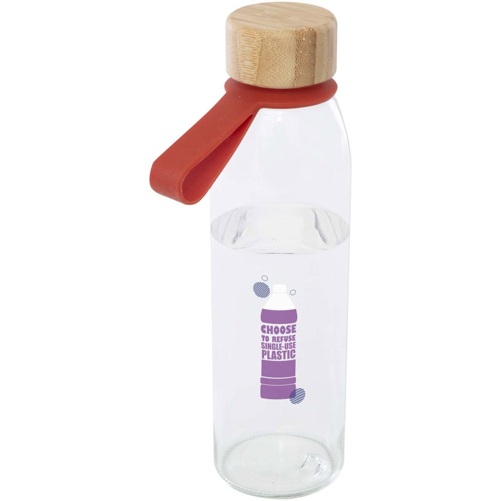 Porto 500 ml Glas-Flasche mit Silikongriff und Bambusdeckel Brick