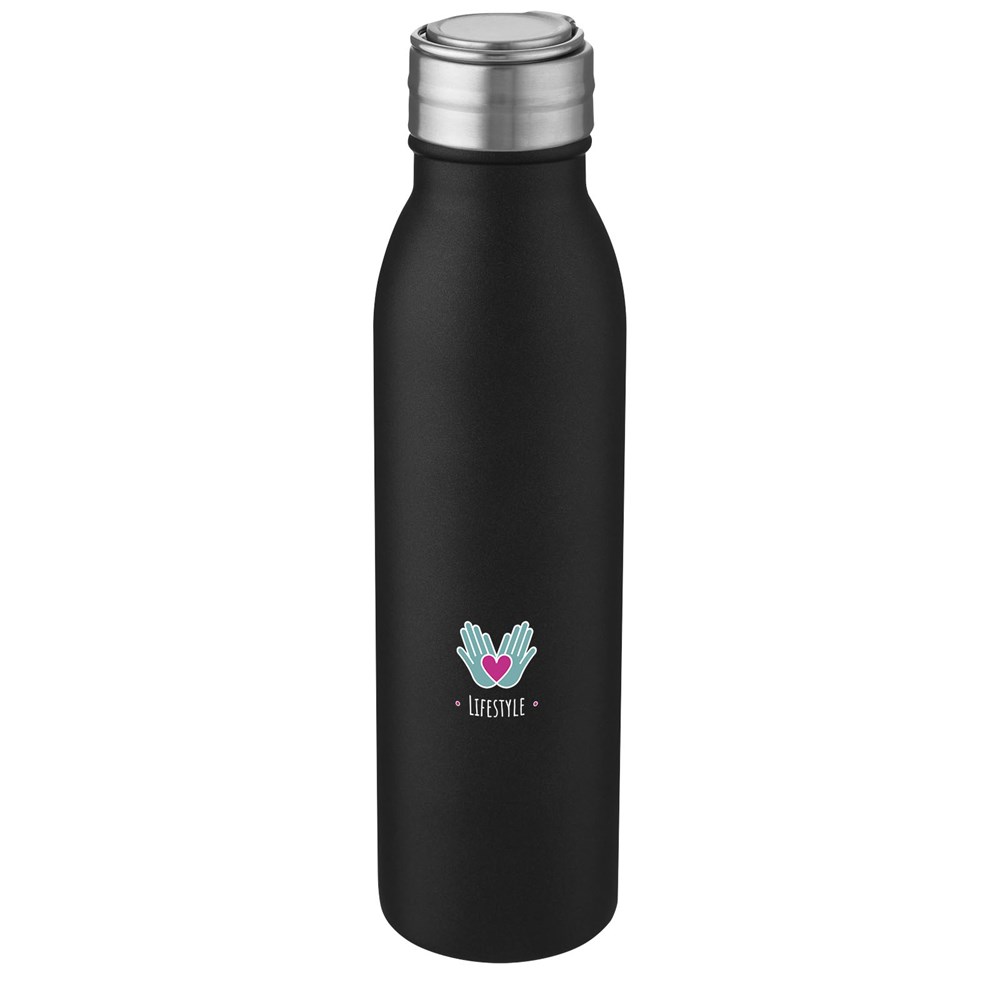 Bouteille d'eau Harper de 720 ml en acier inoxydable certifié RCS avec boucle métallique Noir