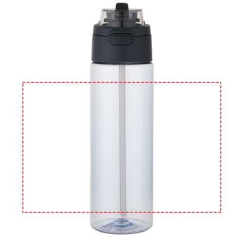 Bouteille d'eau Theron de 700 ml en plastique recyclé RCS, avec bouchon double fonction et paille rabattable Bleu hale