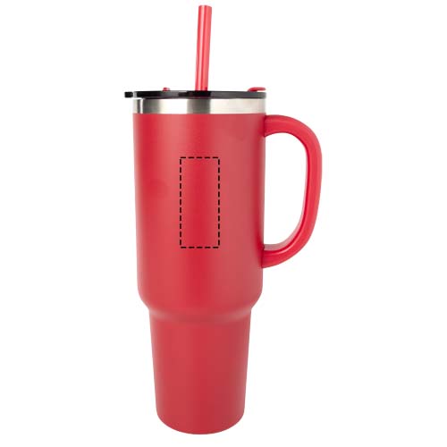 Mug Sydney 1200 ml double paroi certifié RCS avec isolation par le vide et couche de cuivre avec paille Rouge