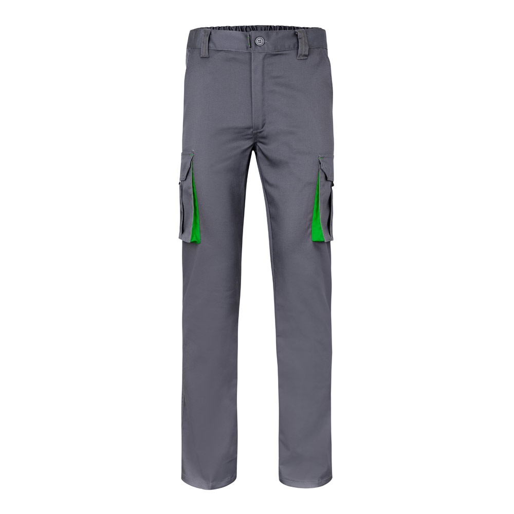 VL FIDES Zweifarbige Stretch-Hose mit mehreren Taschen (240 g/m²), aus Baumwolle (46 %), EME (38 %) und Polyester (16 %) Grau, Grün