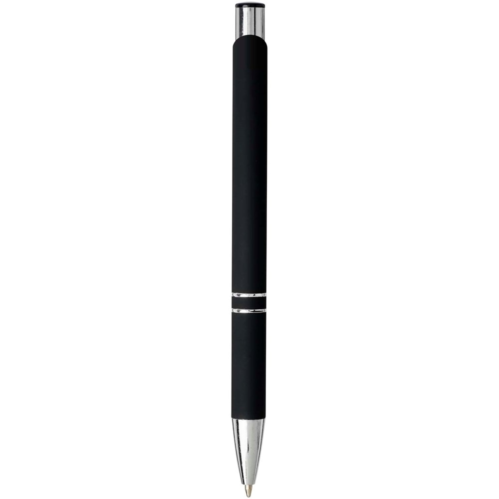 Stylo bille rétractable doux au toucher Moneta (encre noire) noir