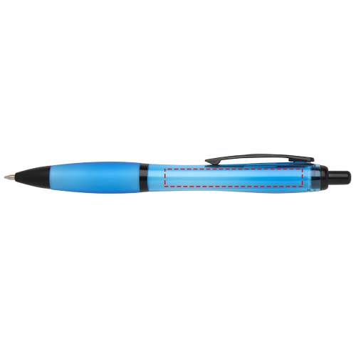 Stylo bille Nash en plastique recyclé avec garnitures noires (encre noire) Bleu aqua