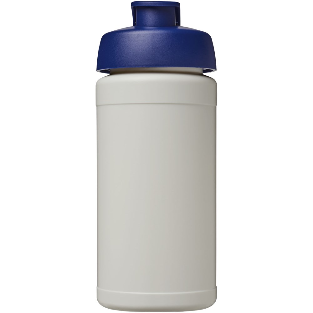 Baseline 500 ml recycelte Sportflasche mit Klappdeckel natural, blau