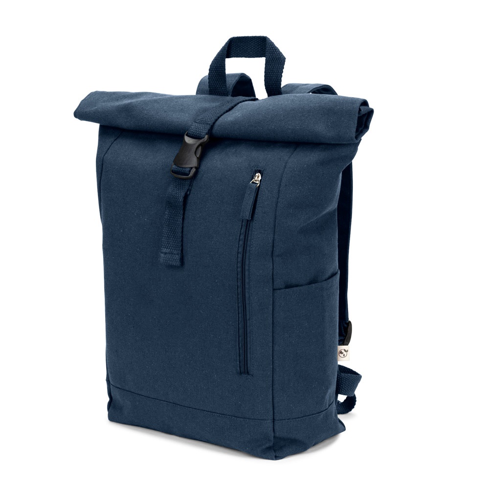 SAINT Sac à dos à enroulement en coton recyclé et polyester recyclé (380 g/m²) bleu