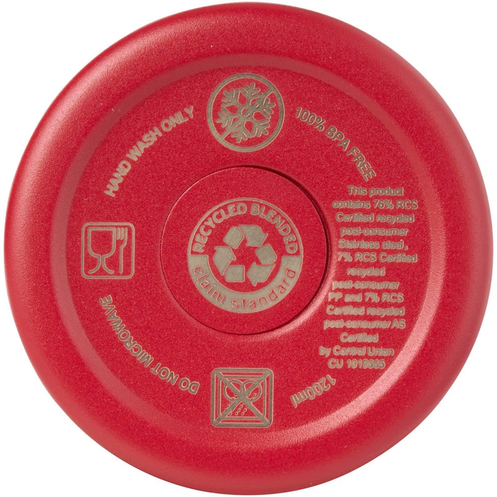 Mug Sydney 1200 ml double paroi certifié RCS avec isolation par le vide et couche de cuivre avec paille Rouge