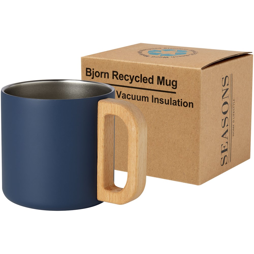 Tasse Bjorn de 360 ml en acier inoxydable recyclé certifiée RCS avec isolation sous vide et couche de cuivre Bleu foncé