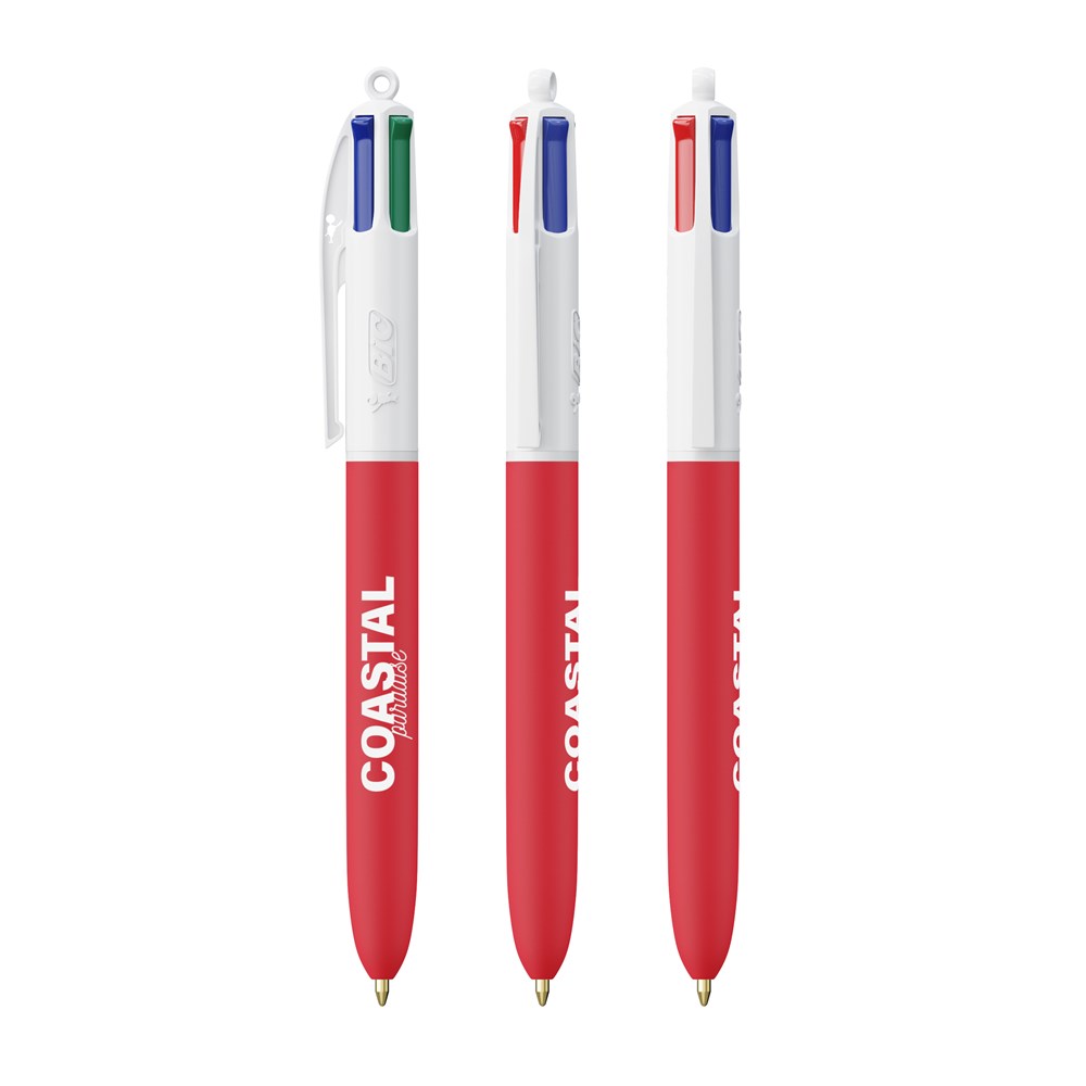 BIC® 4 Couleurs Soft with Lanyard Blanc - rouge doux