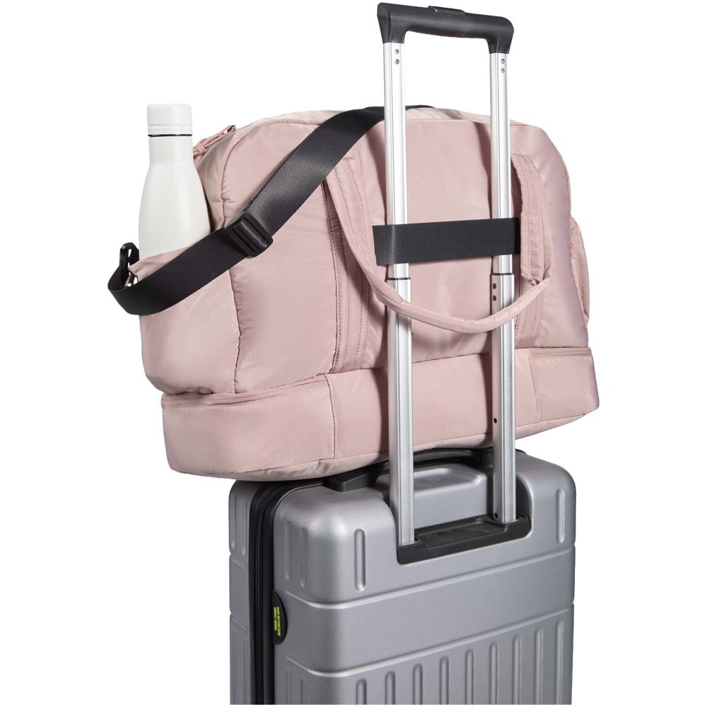 Sac de voyage Puffer recyclé certifié GRS avec fond isolé de 30 L Rose poudré