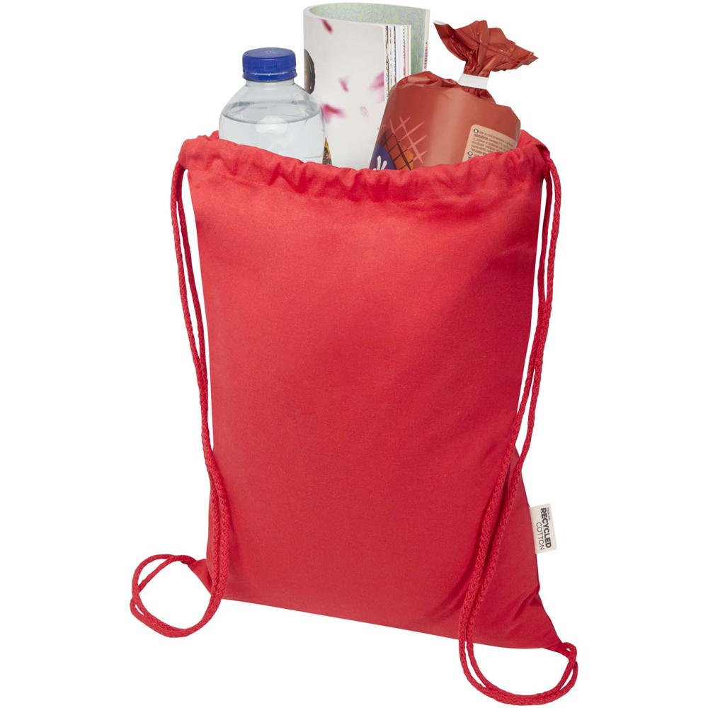 Sac Peru Blend de 5 L avec cordon en coton recyclé 180 g/m2 certifié GRS rouge