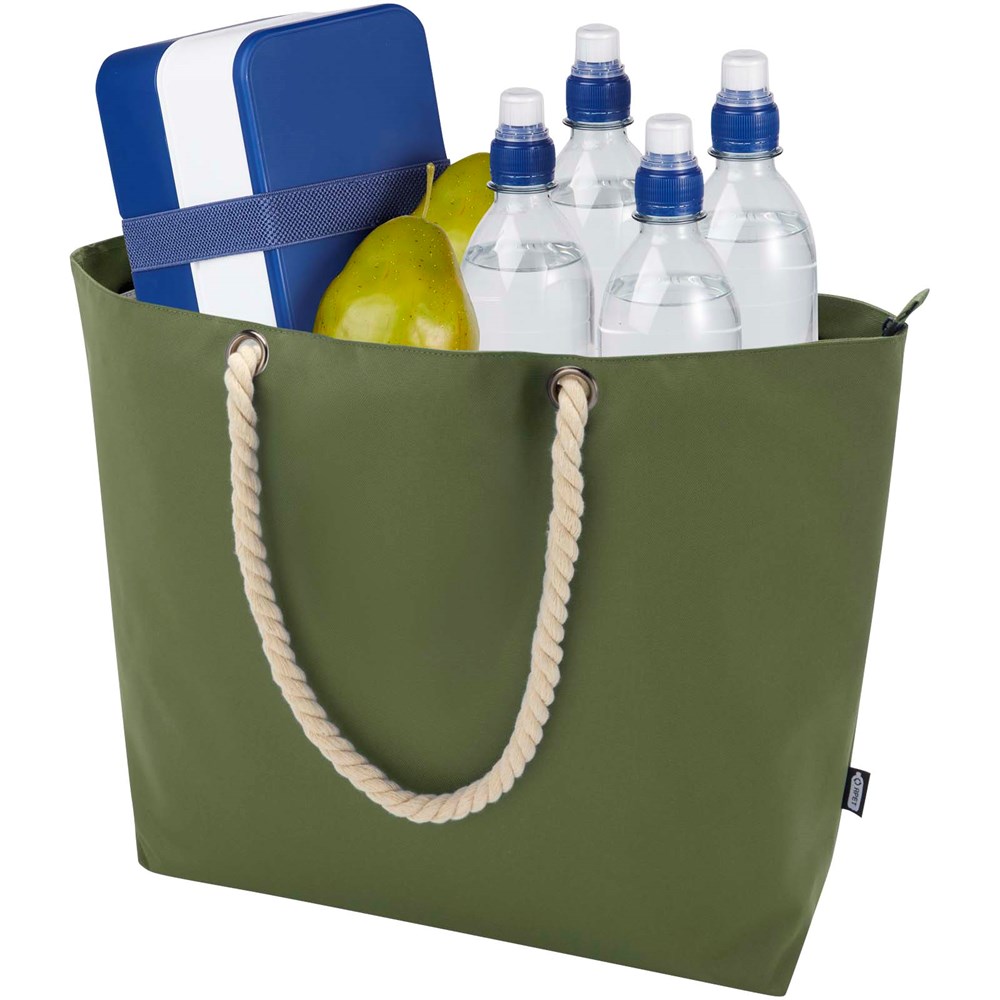Panama Strandkühltasche mit Kordelgriffen aus recyceltem GRS-Material, 23L olive