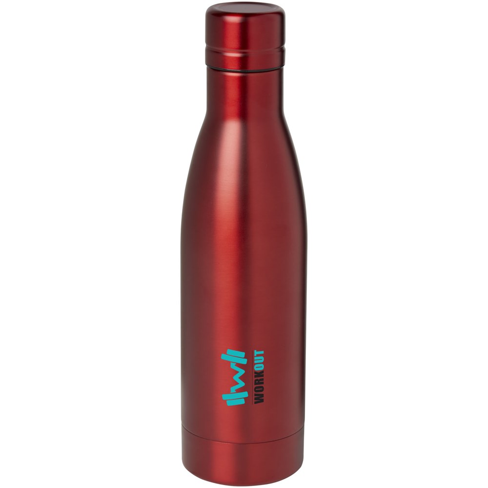 Bouteille isotherme Vasa en acier inoxydable recyclé certifié RCS de 500 ml avec isolation par le vide et couche de cuivre Rouge