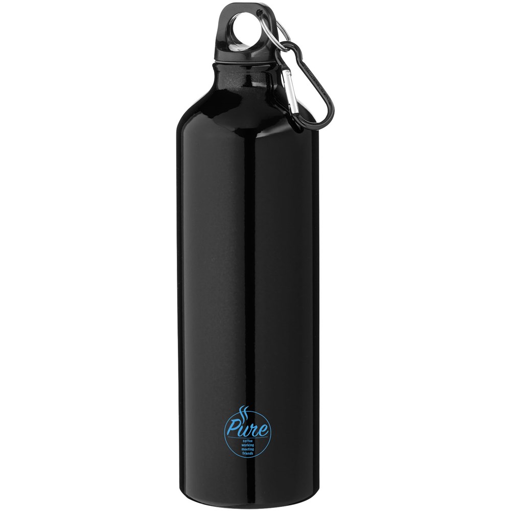 Bouteille d'eau Oregon de 770 ml en aluminium recyclé certifié RCS avec mousqueton Noir