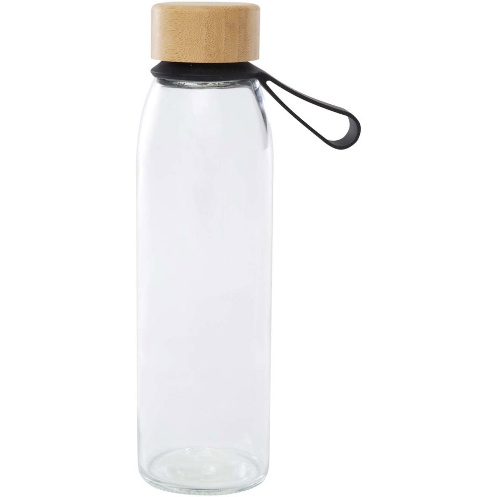 Porto 500 ml Glas-Flasche mit Silikongriff und Bambusdeckel schwarz