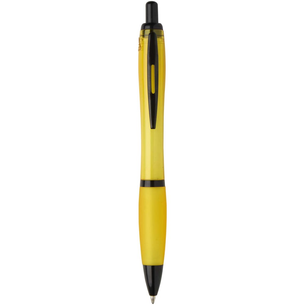 Stylo bille Nash en plastique recyclé avec garnitures noires (encre noire) jaune
