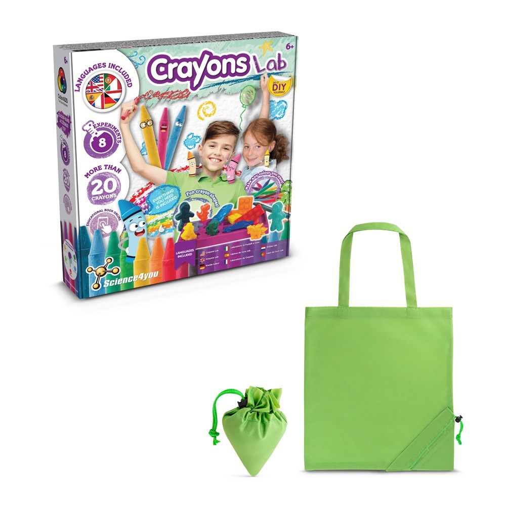 Crayon Factory Kit II Jeu éducatif livré avec un sac cadeau pliable en 190T vert clair