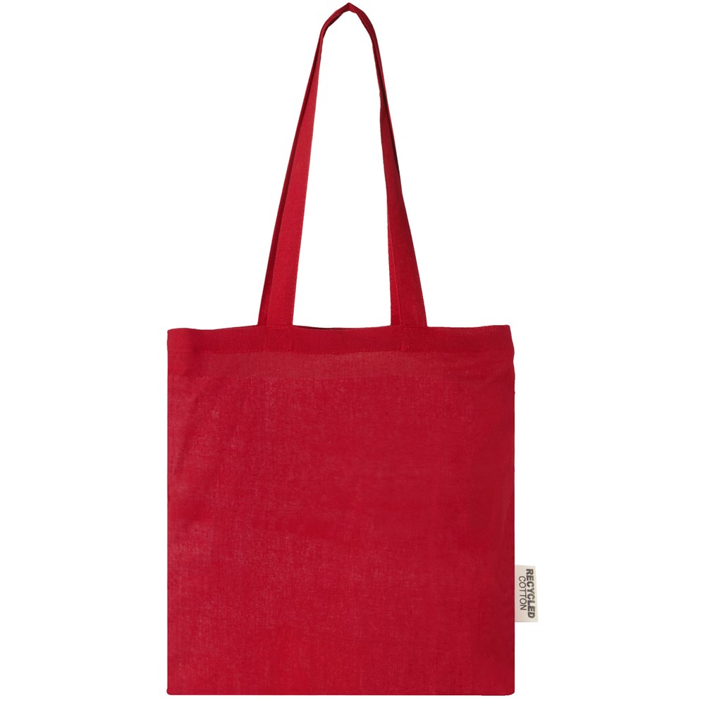 Madras 140 g/m² Baumwoll Tragetasche aus GRS recycelter Baumwolle, 7L rot