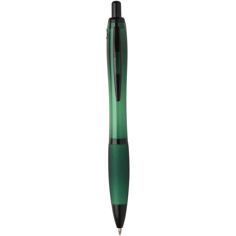 Stylo bille Nash en plastique recyclé avec garnitures noires (encre noire) vert