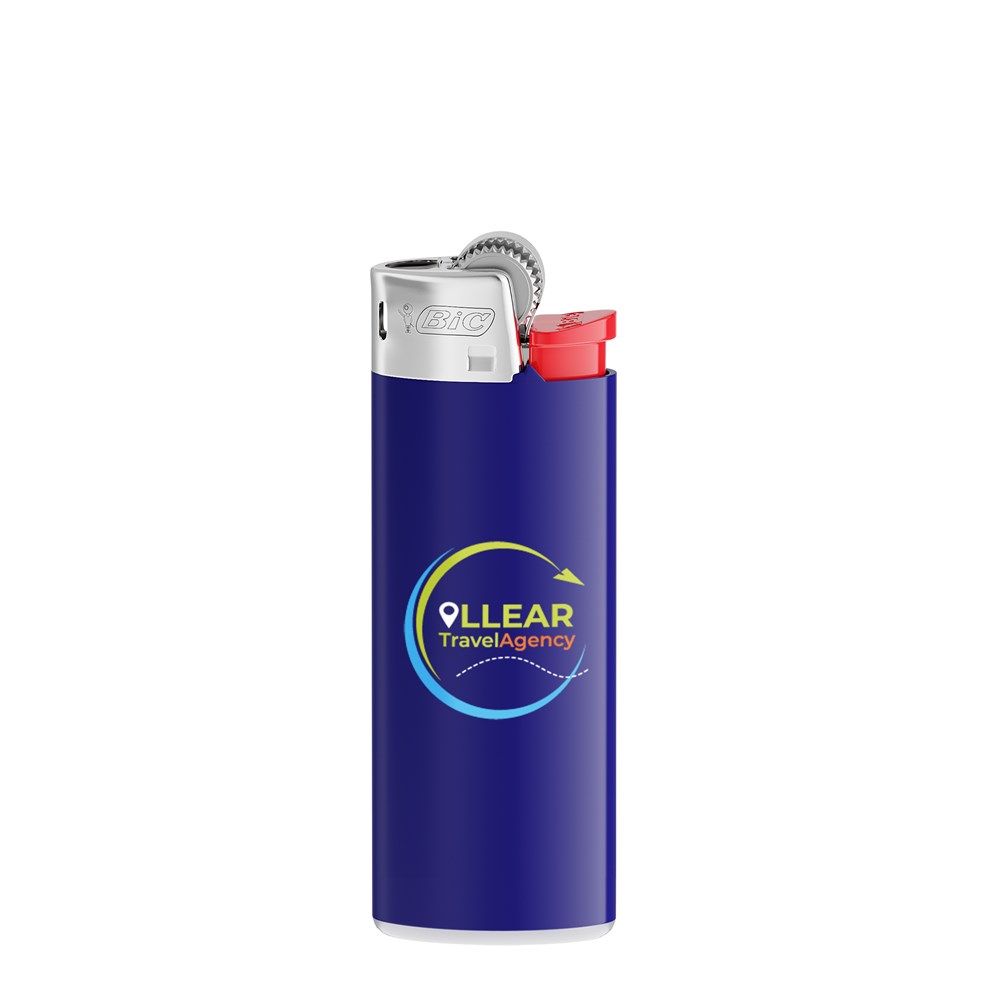 BIC® J25 Standard Feuerzeug Corpus Dunkelblau/Boden Weiss/Drücker Rot/Chromkappe