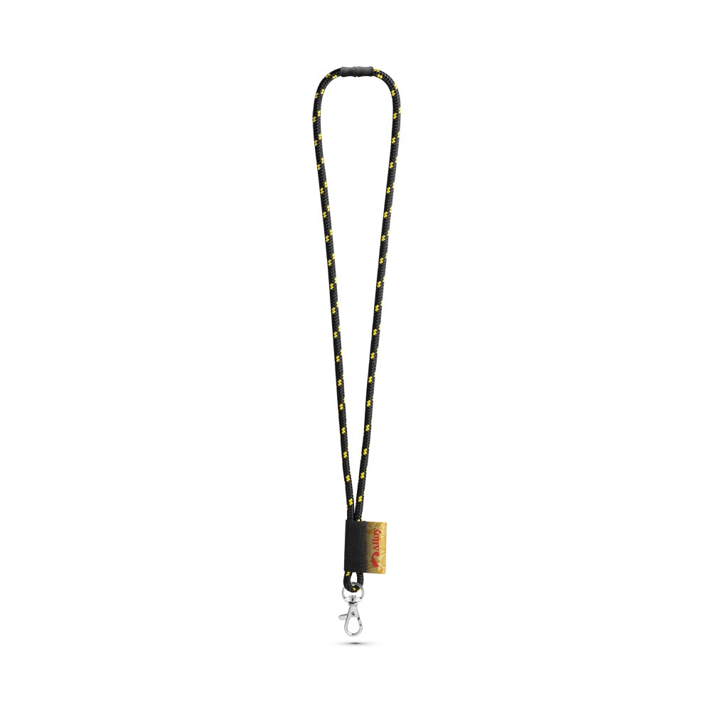 MANSFIELD SET Lanière NAUTIC Longue (Ø 7 mm) avec mousqueton à porte de 9 mm et fermoir de sécurité Ø 7 mm Noir, Jaune