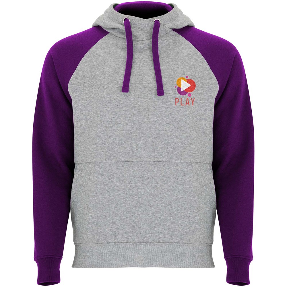 Badet zweifarbiger Kapuzenpullover Unisex heather grau, lila