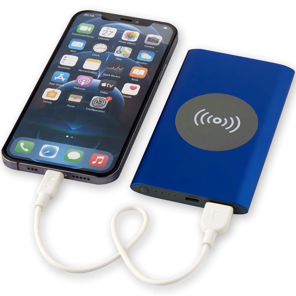 Juice 4000 mAh Typ-C kabellose Powerbank aus recyceltem Aluminium royalblau