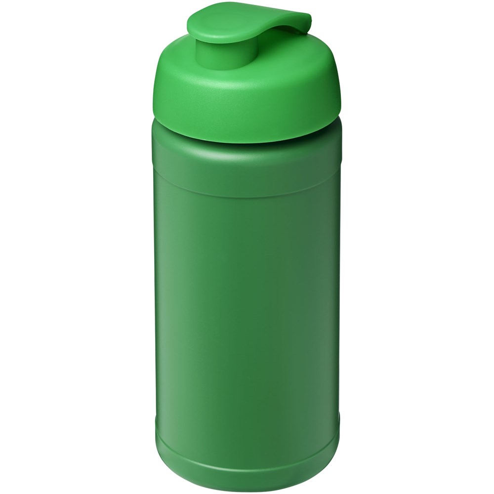 Baseline 500 ml recycelte Sportflasche mit Klappdeckel grün, grün