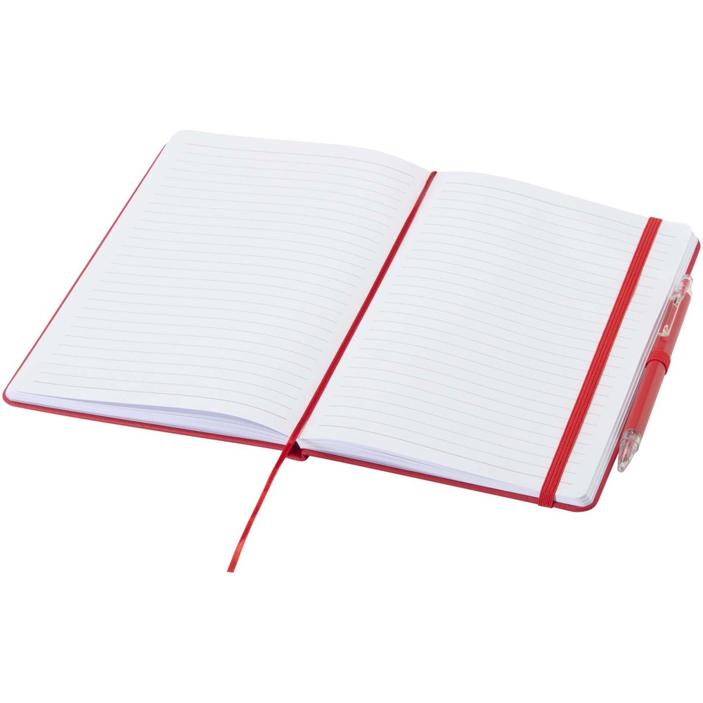 Ensemble comprenant un cahier en papier recyclé Spectrum A5 et un stylo à bille rouge