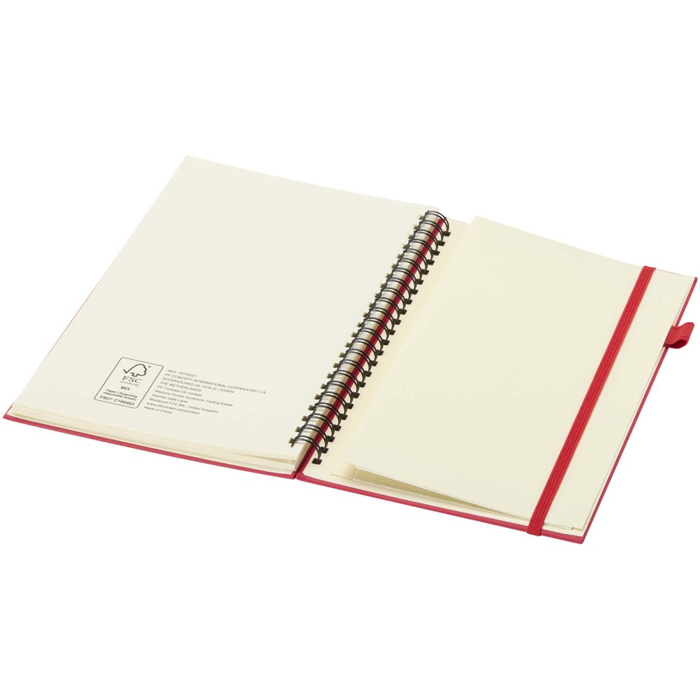 Cahier à spirales Liss A5 à couverture rigide en plastique recyclé rouge