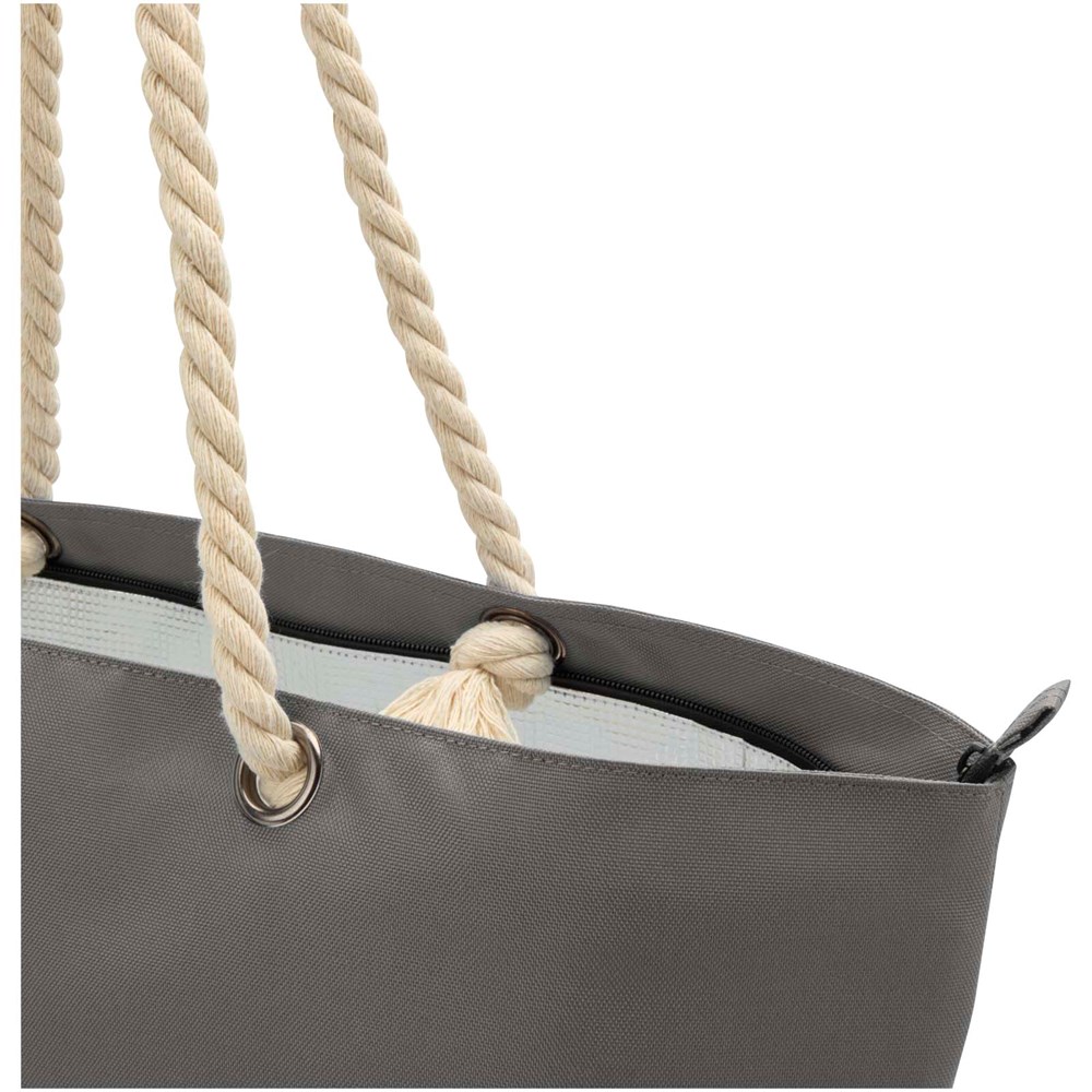 Panama Strandkühltasche mit Kordelgriffen aus recyceltem GRS-Material, 23L grau