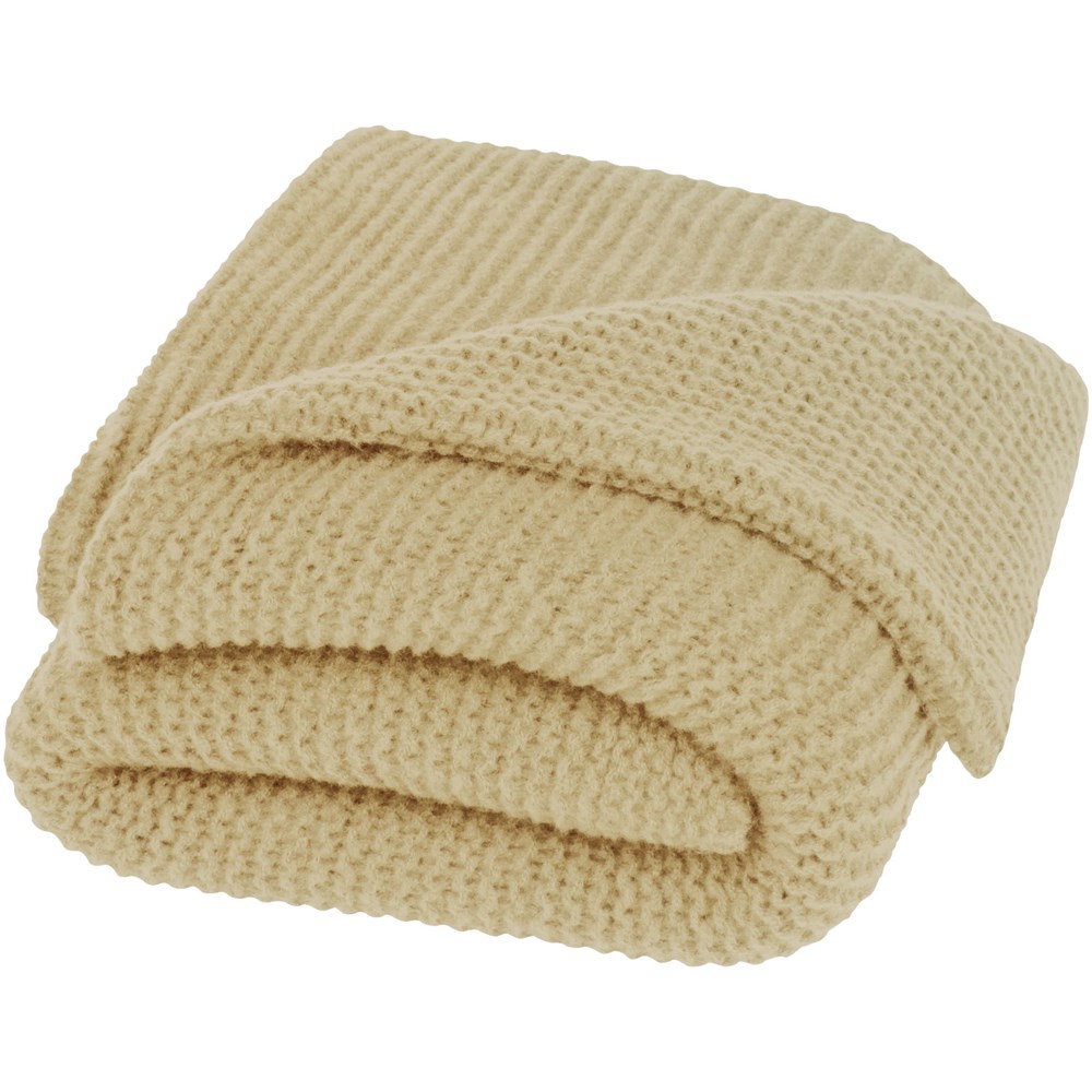 Couverture tricotée Suzy de 150 x 120 cm en polyester certifié GRS Beige
