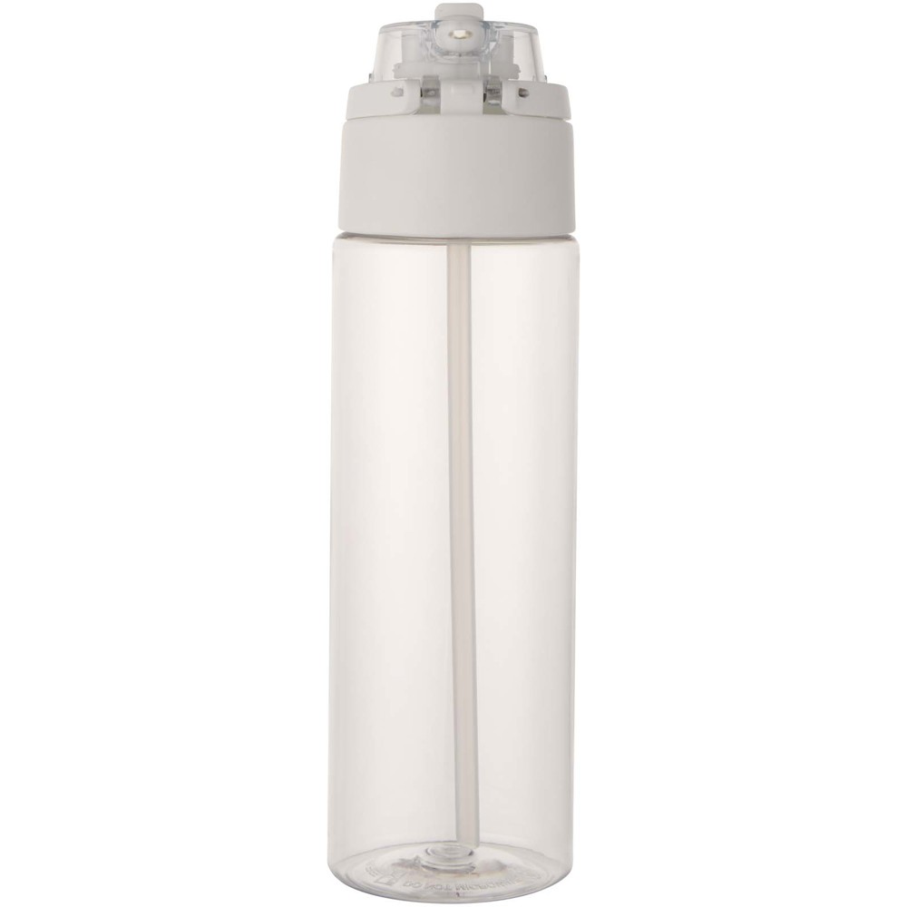 Bouteille d'eau Theron de 700 ml en plastique recyclé RCS, avec bouchon double fonction et paille rabattable Translucide