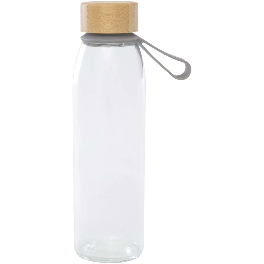 Porto 500 ml Glas-Flasche mit Silikongriff und Bambusdeckel grau