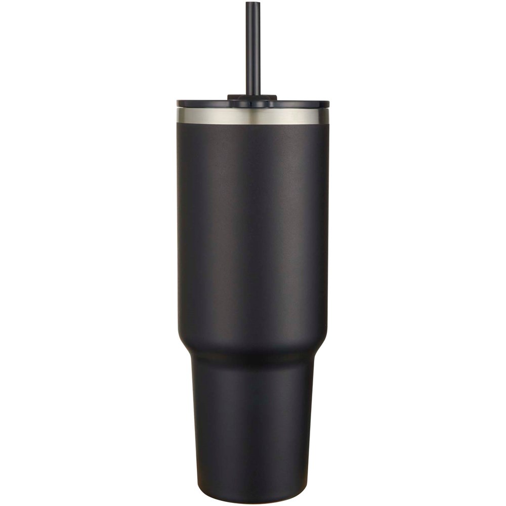 Sydney 1200 ml doppelwandiger RCS-zertifizierter Kupfer-Vakuum Isolierbecher mit Strohhalm schwarz