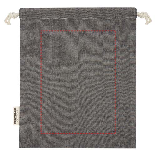 Sac cadeau moyen Pheebs en coton recyclé GRS 150 g/m² de 1,5 L Noir chiné