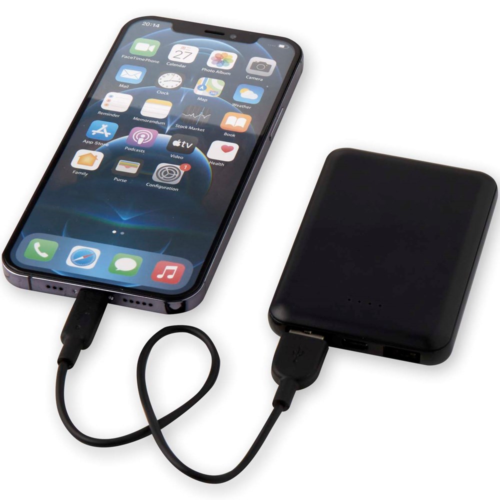 Asama 5000 mAh Typ-C Powerbank aus recyceltem Kunststoff schwarz