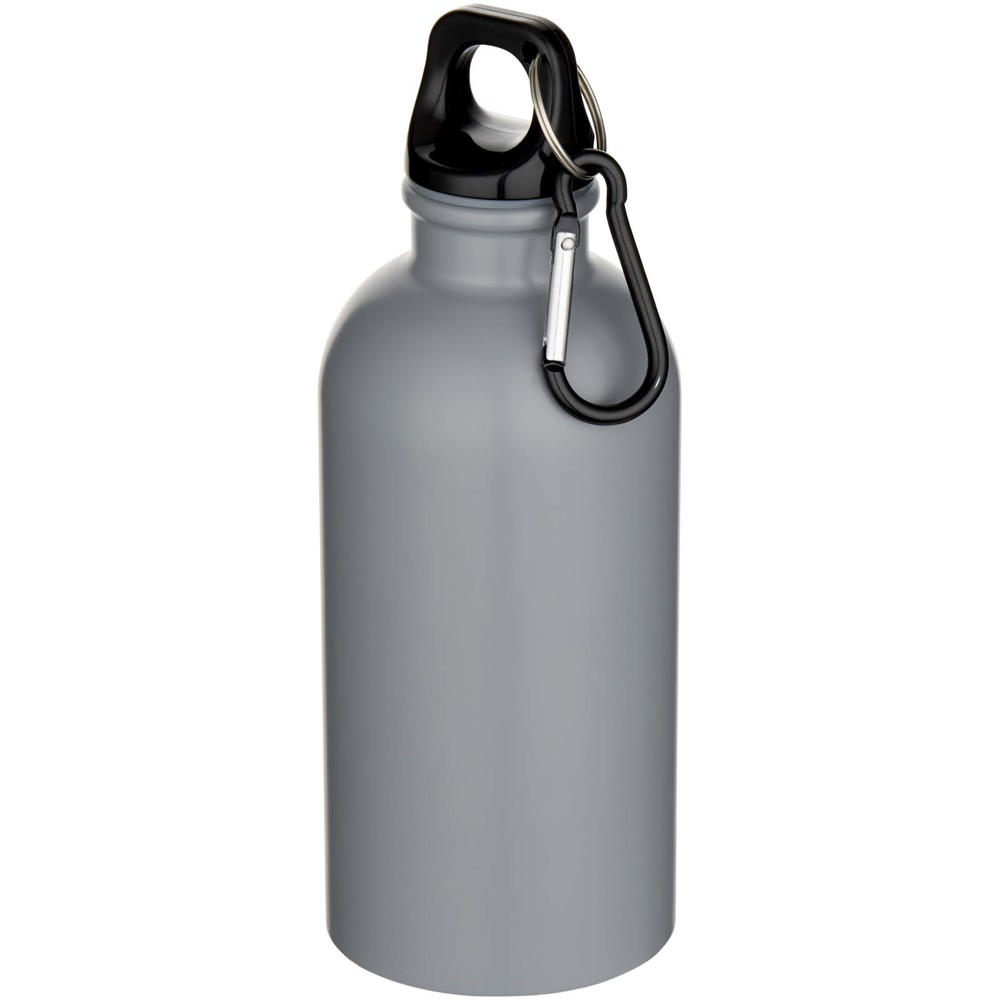 Bouteille d’eau Oregon de 400 ml à simple paroi avec finition MATE, en acier inoxydable recyclé certifié RCS avec mousqueton Gris