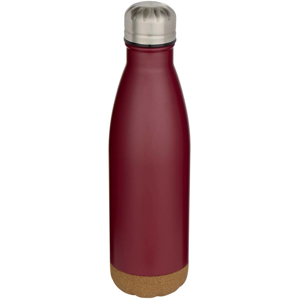 Cove 500 ml doppelwandige, vakuumisolierte Trinkflasche aus Edelstahl mit Korkdetails rot