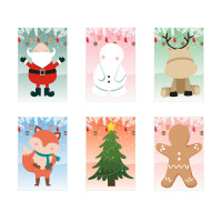 GLIMN Set de six feuilles avec figurines de Noël et 3 feuilles d'autocollants