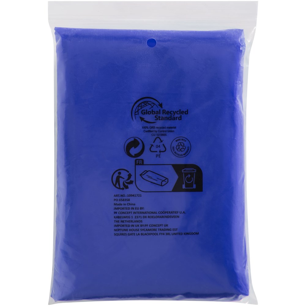 Mayan Regenponcho mit Aufbewahrungstasche aus recyceltem Kunststoff royalblau