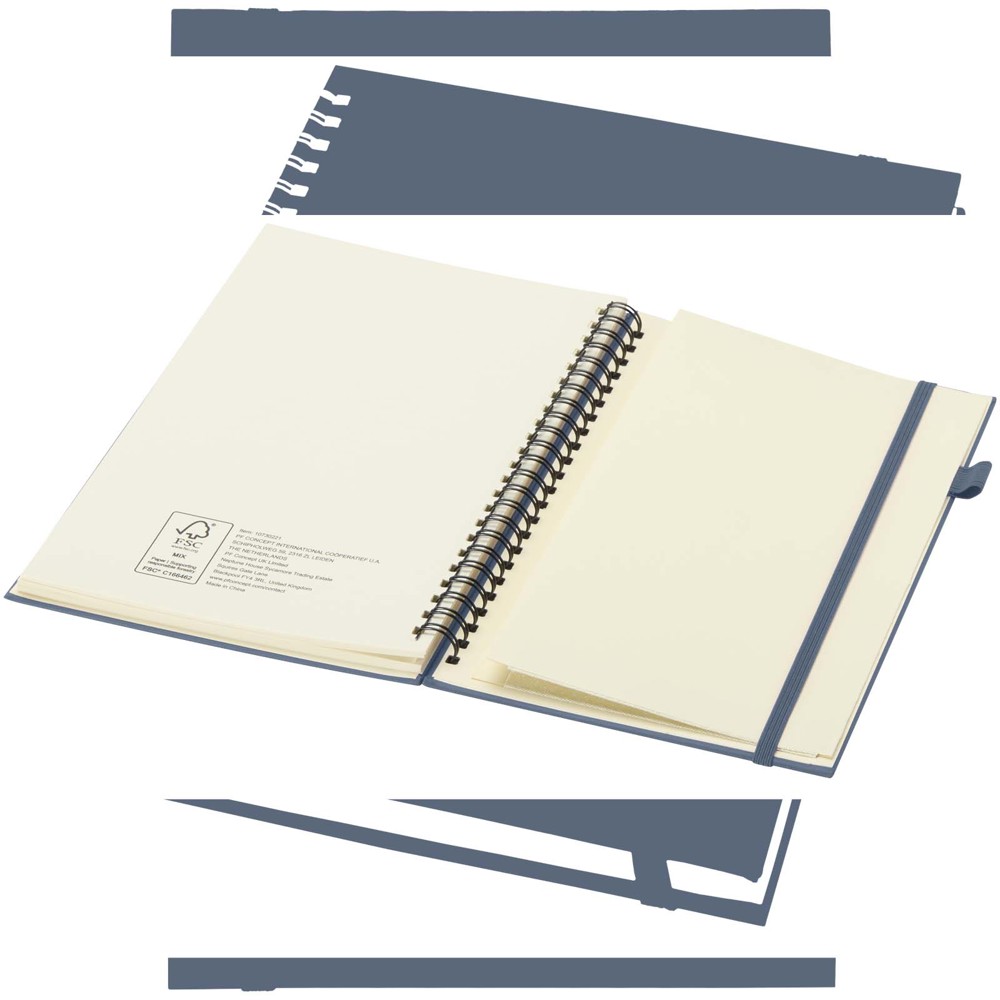 Cahier à spirales Liss A5 à couverture rigide en plastique recyclé Bleu océan
