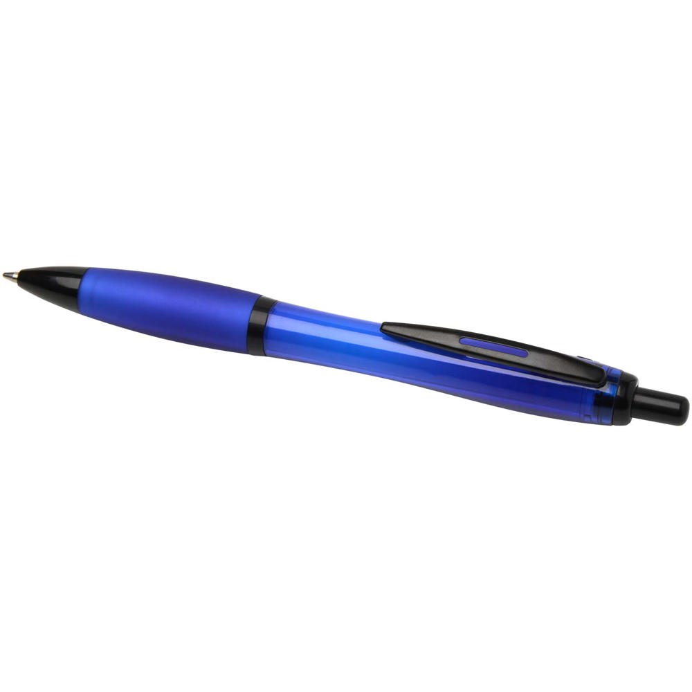 Stylo bille Nash en plastique recyclé avec garnitures noires (encre noire) bleu roi