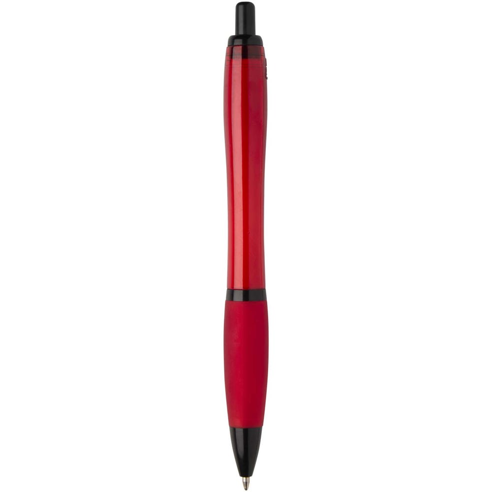Stylo bille Nash en plastique recyclé avec garnitures noires (encre noire) rouge