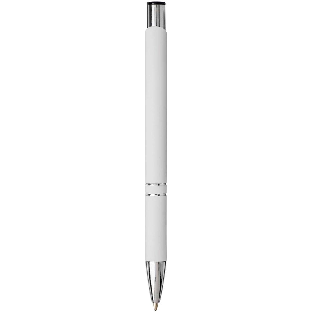 Stylo bille rétractable doux au toucher Moneta (encre noire) Blanc